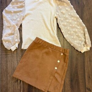 SHEIN Cream and Brown Kids Matching Set